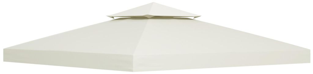 Ersatzdach Pavillon 3x3 m Doppeldach wasserabweisend, Pavillondach Polyester cremeweiß, 180g/m² UV-Schutz | 300x300 cm | 8 Ösen & Klettbänder