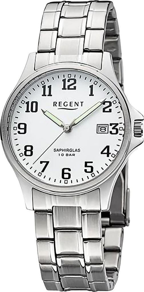 Regent Metall Herren Uhr Armbanduhr Quarz silber Metallarmband D2URF1434