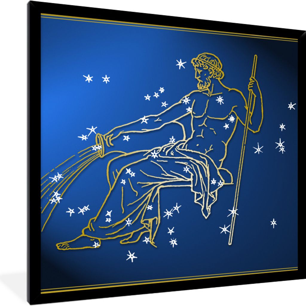 MuchoWow Gerahmtes Poster Sternbild - Wassermann - Sterne 40x40 cm - Poster mit Schwarzem Bilderrahmen Wandposter Rahmen Foto Bilder - Mit Rahmen...