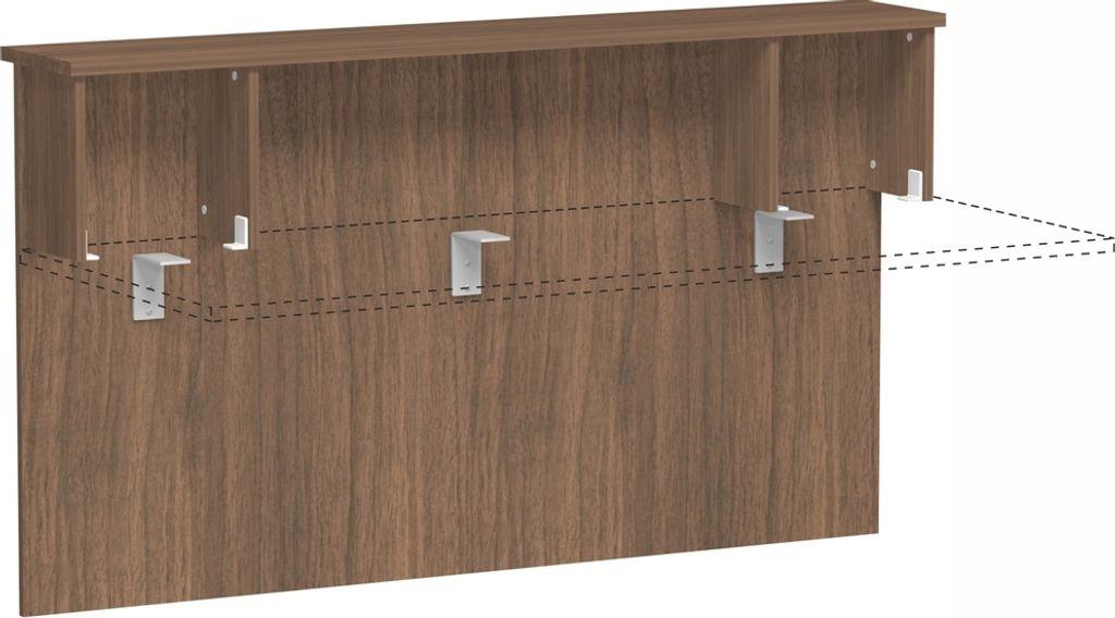 Gera Theke Vorwandelement gerade, zur Befestigung an Tischfront, mit Montagematieral und inneren Fachseiten, für Tischbreite 1800, Nussbaum