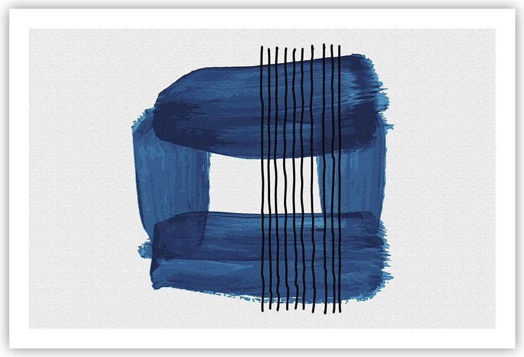 Poster - Poster ohne Rahmen - Abstraktion Aquarell Blau - 91,5x61 cm - Wand Bild - Wanddeko - Wandbilder - Kunstposter - Wandposter - Bilder - Kuns...