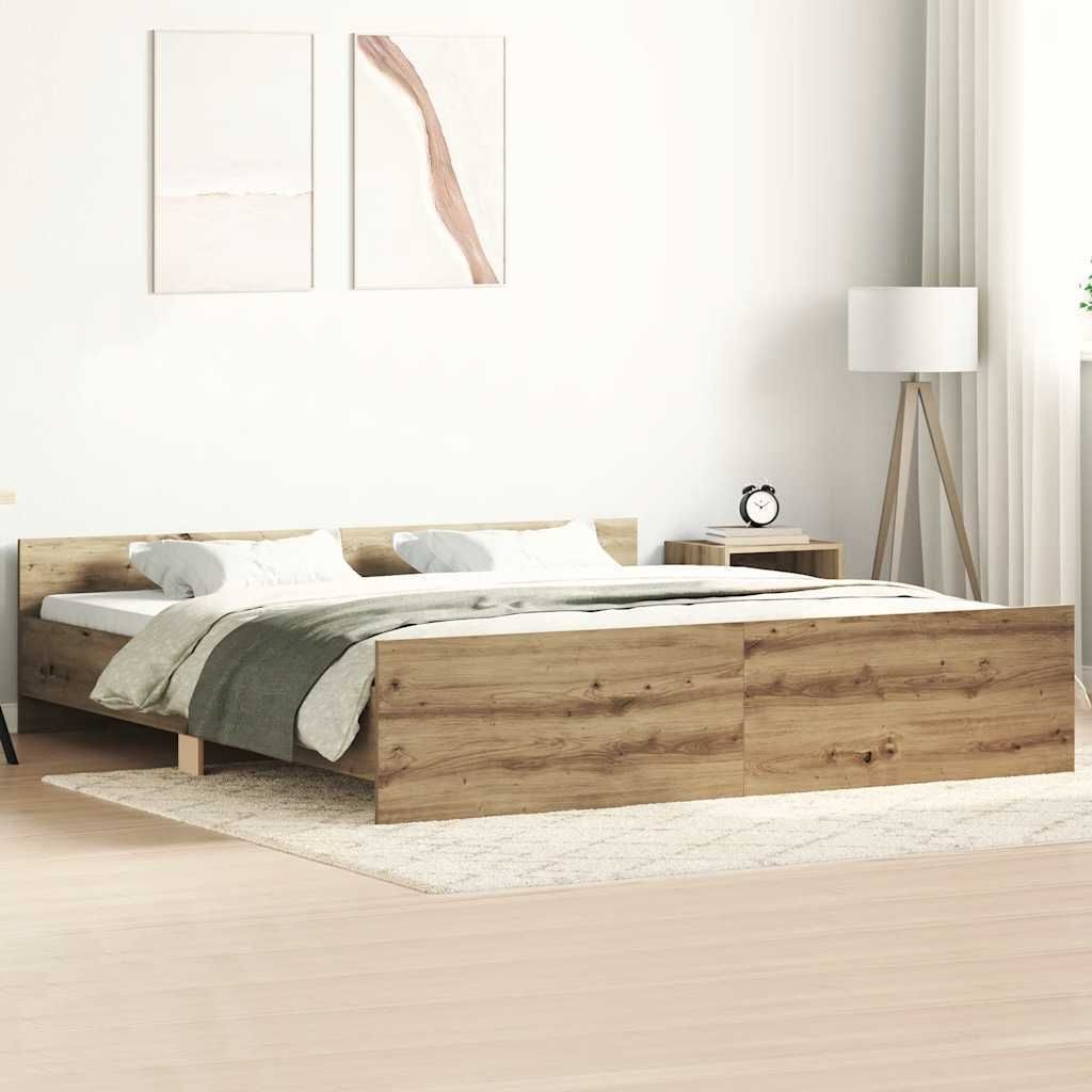 Best Möbel Bettrahmen inkl. Lattenrost - Bettgestell ohne Matratze Artisan-Eiche 180x200cm Holzwerkstoff - Klassische Betten Cloris Neu5492480 2pa...