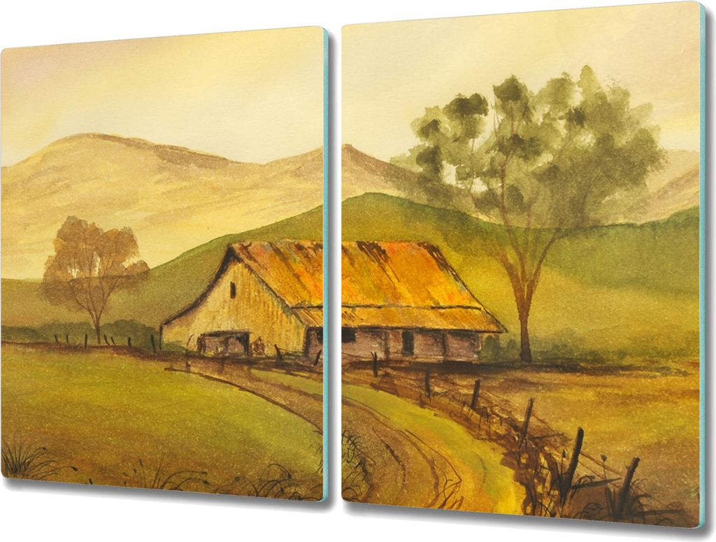Coloray Hackbrett Herdabdeckplatte 2x40x52 cm Küchenbrett Kochplattenabdeckung Schneidebrett - Malerei top Natur