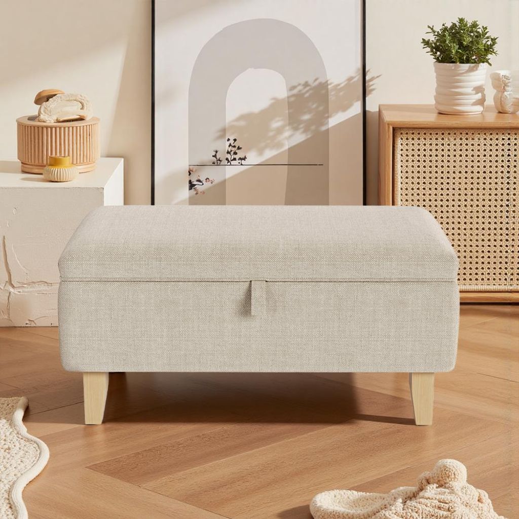 Livingandhome Polsterhocker mit Stauraum & Holzbeinen – Produktbild 