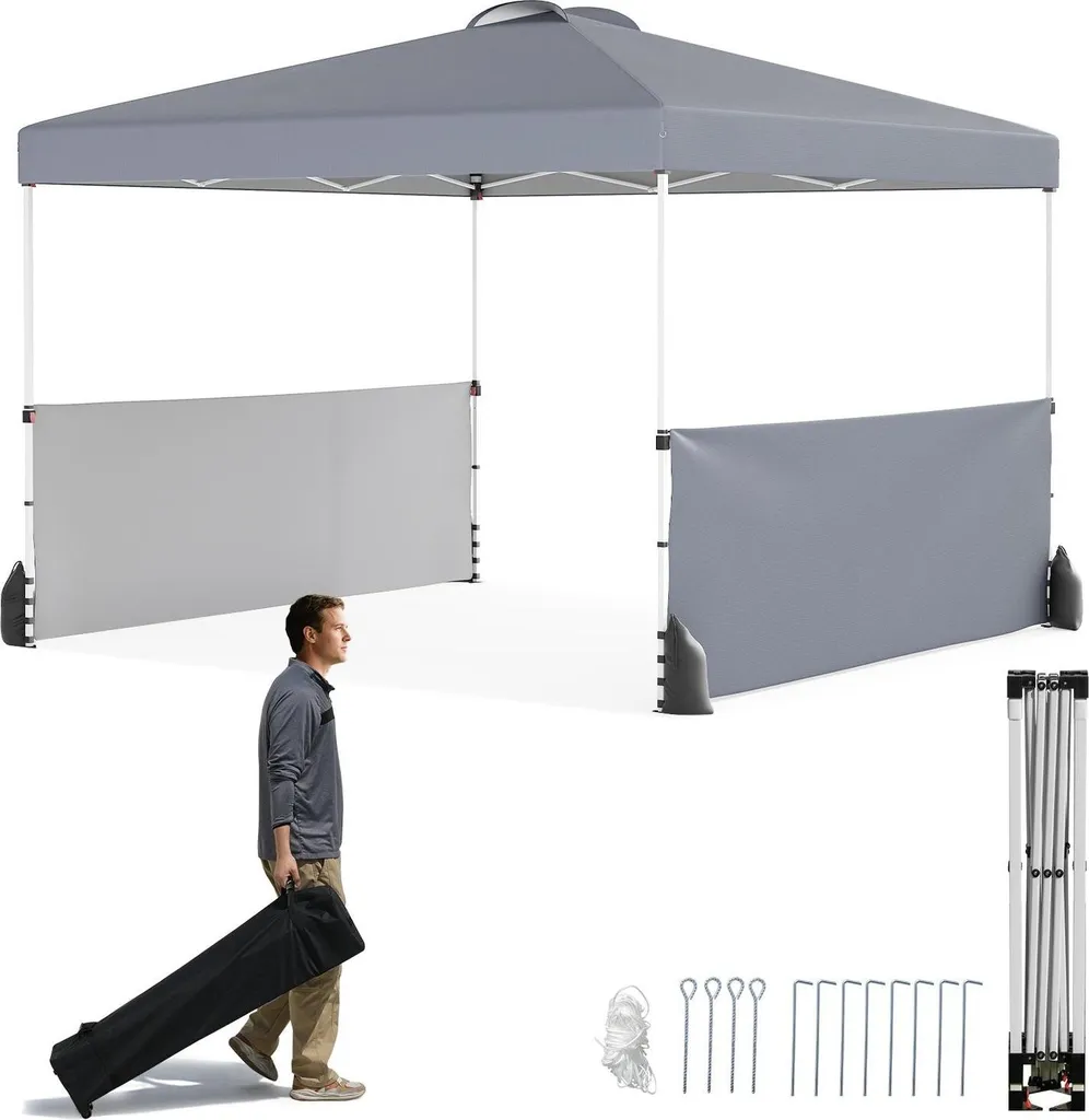 Tente de réception 3x3 m pliante grise pour jardin et stand de marché
