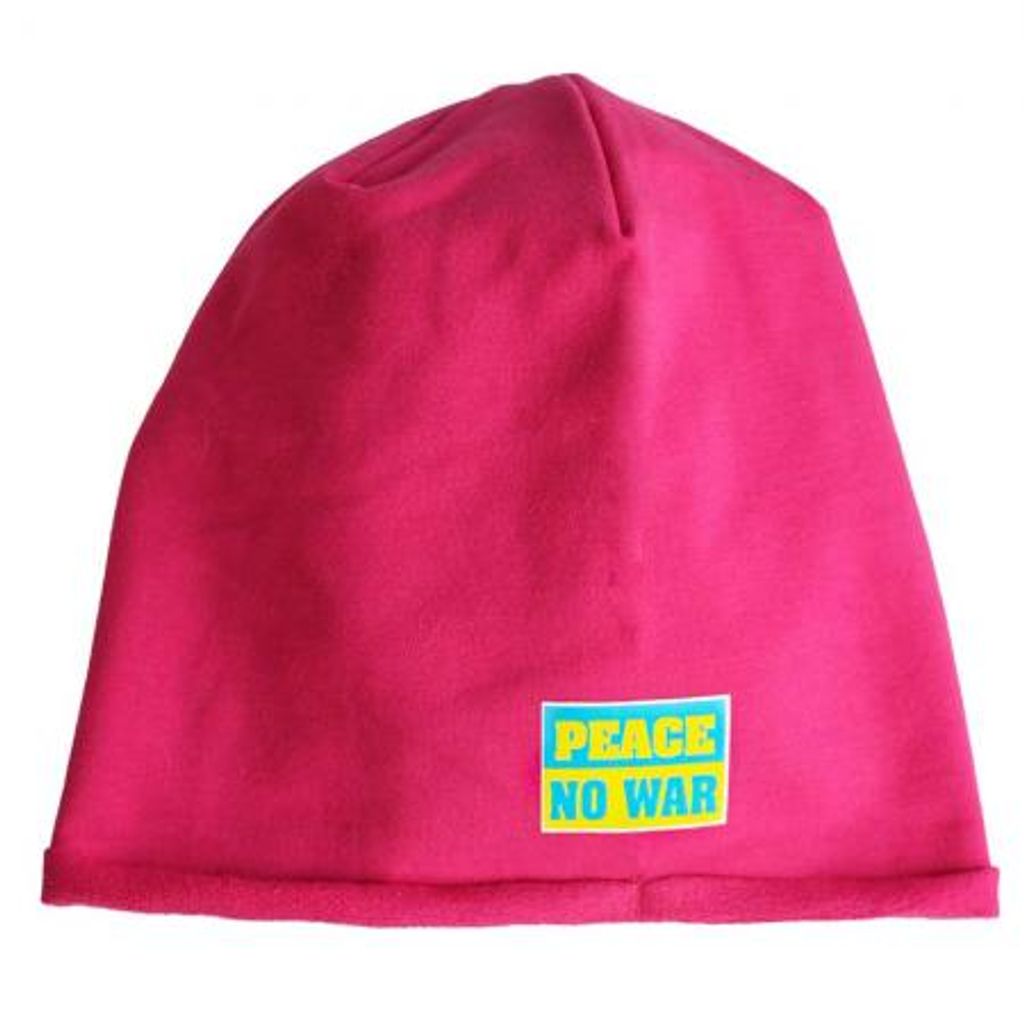Long Beanie Muetze mit Print Peace No War - Ukraine 55659 rot