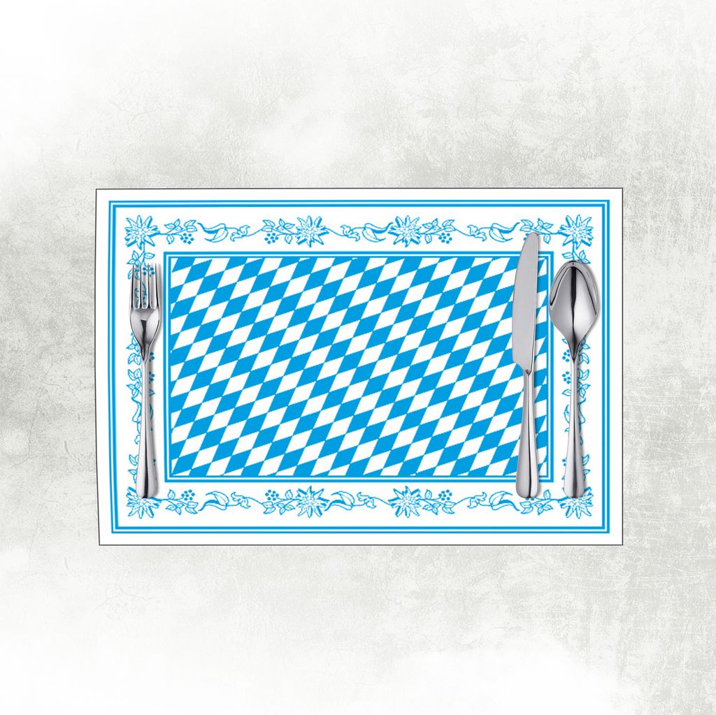 Airlaid Tischsets Bayern, 40 x 30 cm, 100 Stück - Mank - Unterlage Platzdeckchen Blau-Weiß Rauten