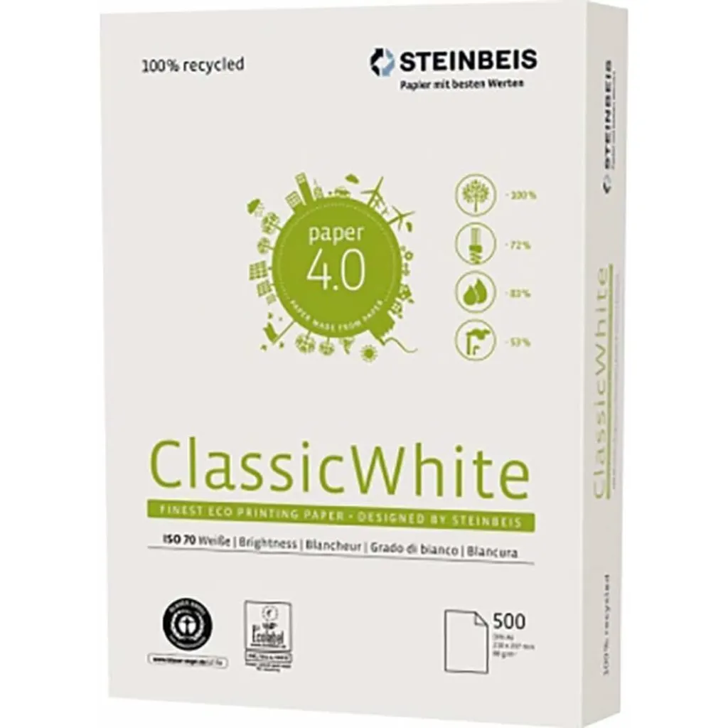 Papier Impression A3 Recyclé Blanc ClassicWhite 80g Rame 500 Feuilles