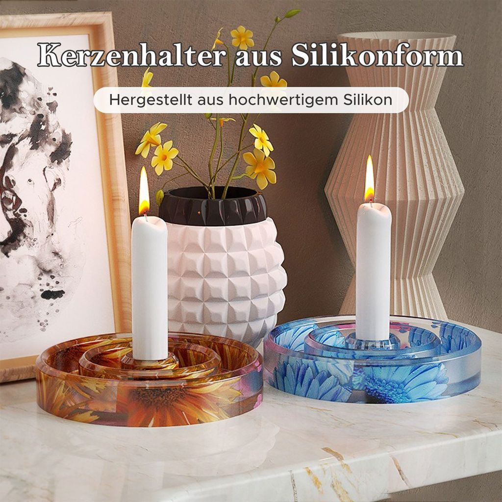 Modellierwerkzeug 15,2x2,8cm Silikonform Kerzenhalter 2Stk