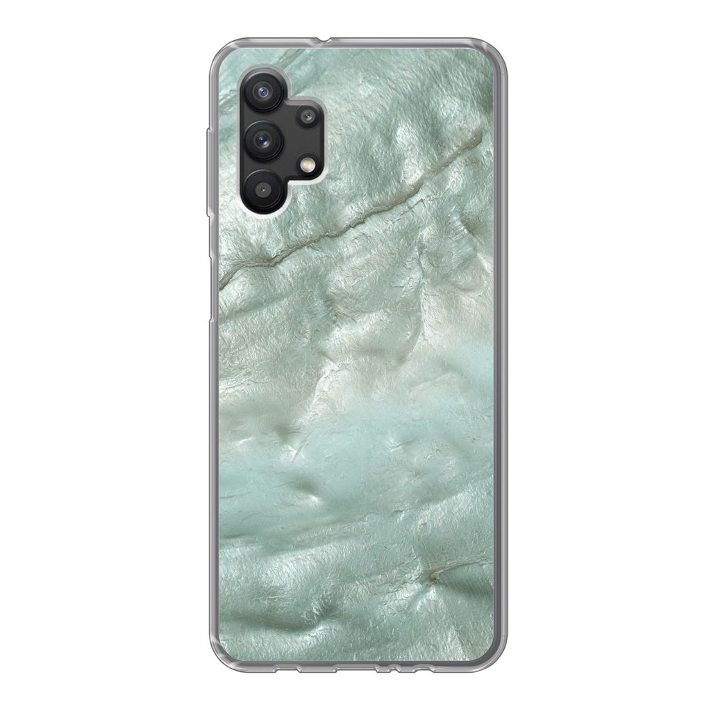 MuchoWow Handyhülle Schutzhülle Hülle für Samsung Galaxy A32 5G Natursteine - Grün - Perlmutt Silikon Softcase Handy Hülle - Softcase