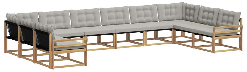 vidaXL Outdoor-Sofagarnitur mit Kissen 10 pcs Weiß und Hellgrau