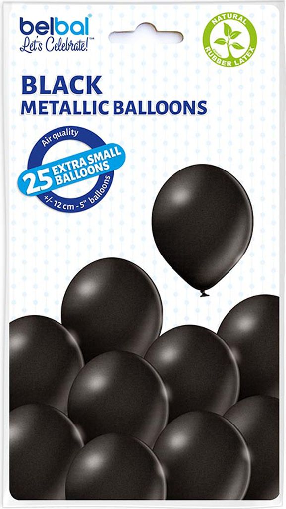 25 Stk. Luftballon Uni Metallic Ø 12cm | Schwarz