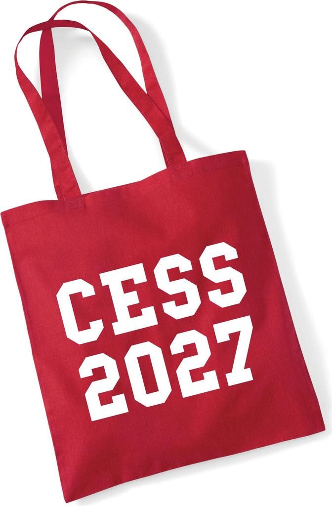 Huuraa Jutebeutel CESS 2027 Abschluss Belgien (frz.) 10 Liter Classic Red Baumwolle Tasche Geschenkidee