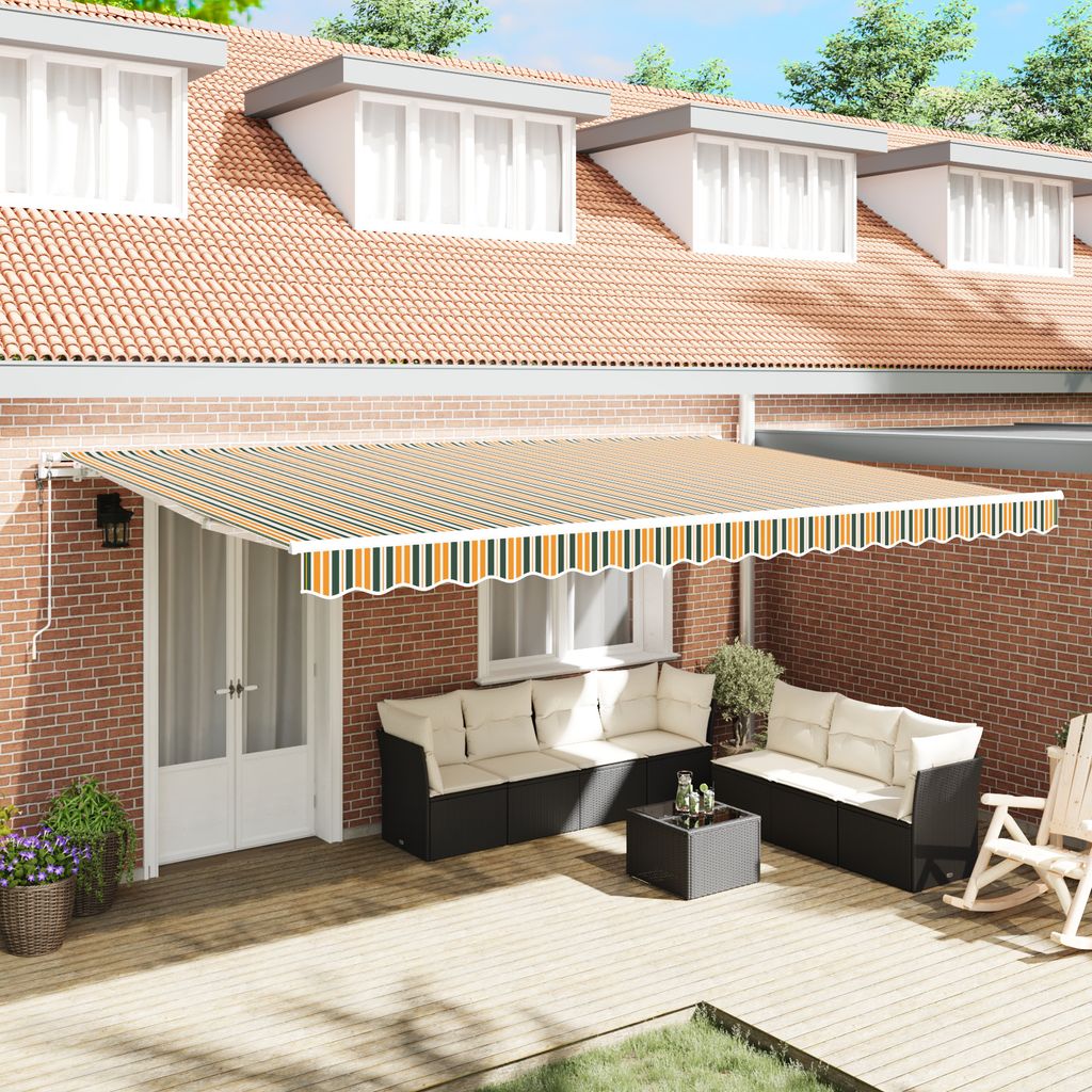 Desgin Automatische Einziehbare Markise Grün und Gelb 500x300 cm - Markisen 3331443