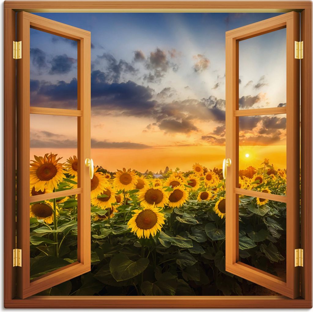 ARTland Leinwandbild Sonnenblumen im Sonnenuntergang Größe: 30x30 cm