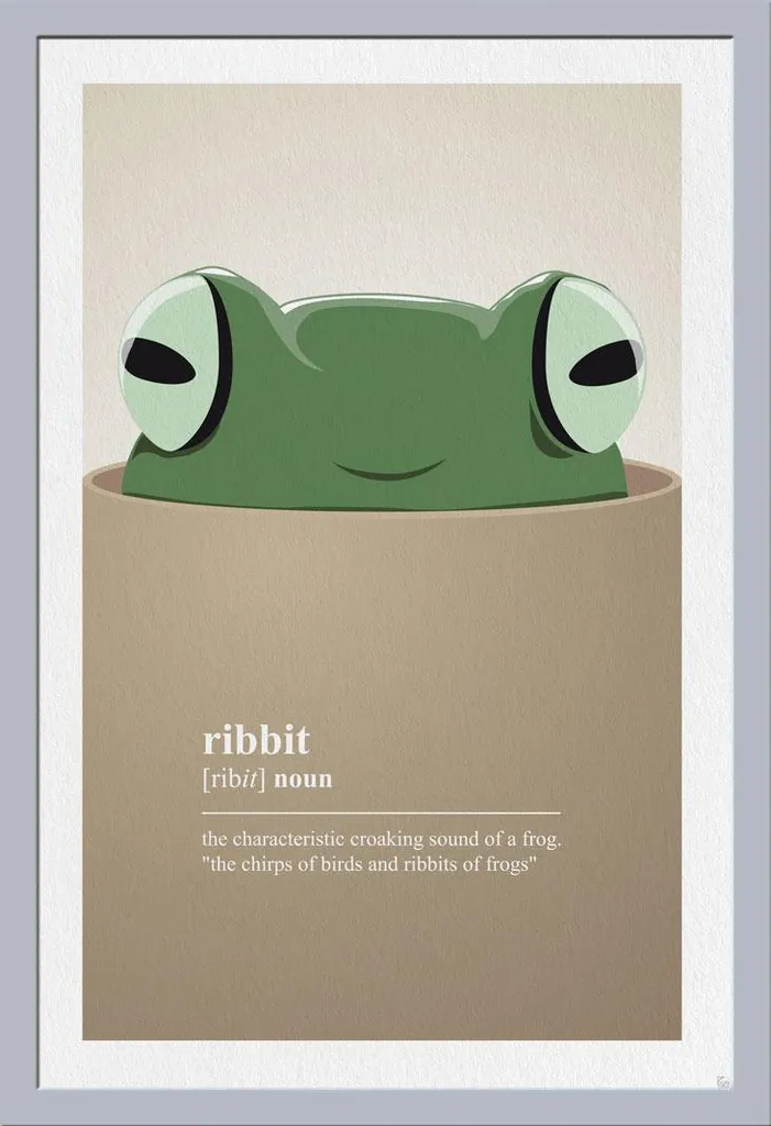Fun - Poster - Ribbit + cornice rimovibile, Shinsuke® Maxi MDF argento, disco acrilico