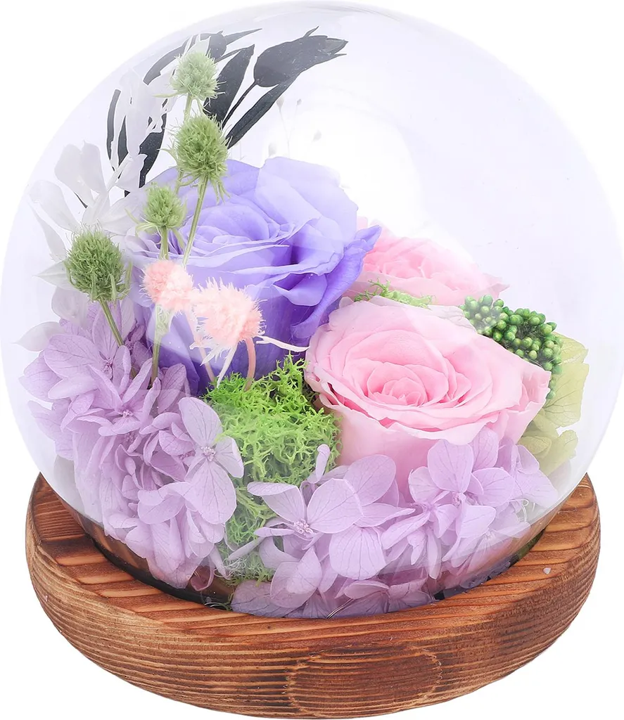 Lampe de Table LED Fleurs : Veilleuse Décorative en Boule de Verre - 2
