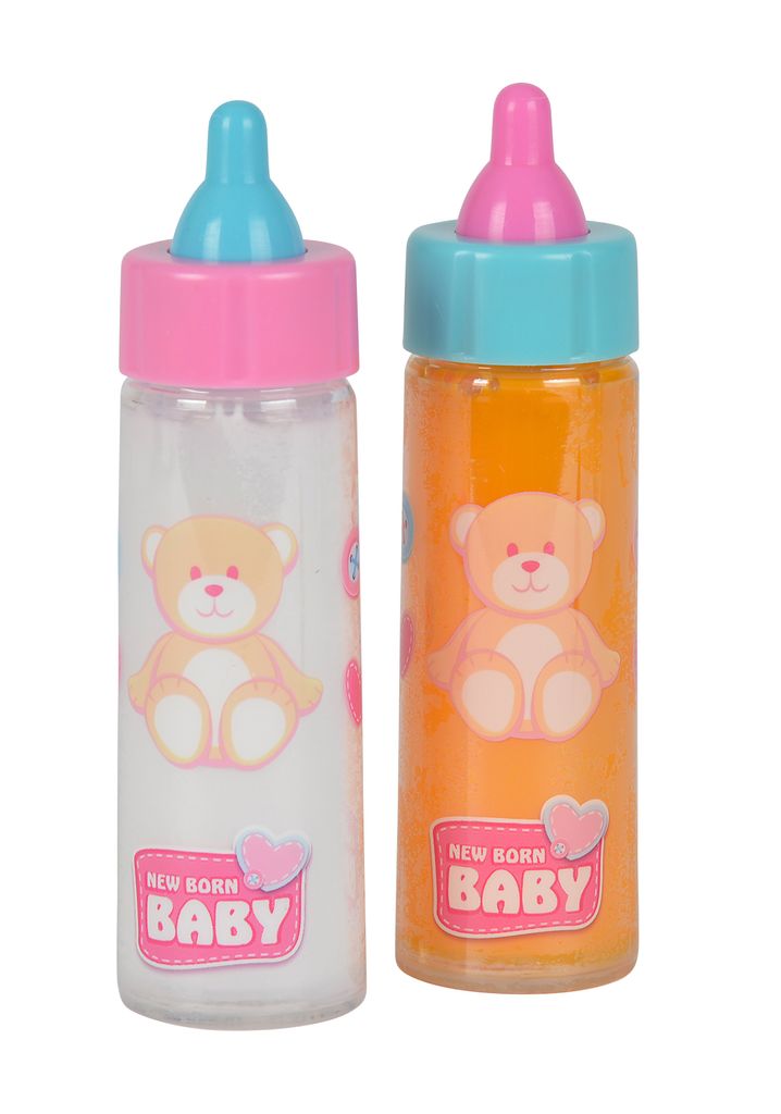 Puppentrinkflasche Zauberflasche Babypuppen Milchfläschchen blau rosa by HELESS 