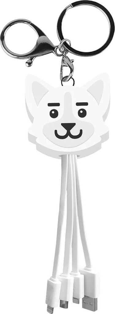 YELLO KOKO, USB-A-Multikabel Andy Design Hund USB-C Lightning Micro, Weiß