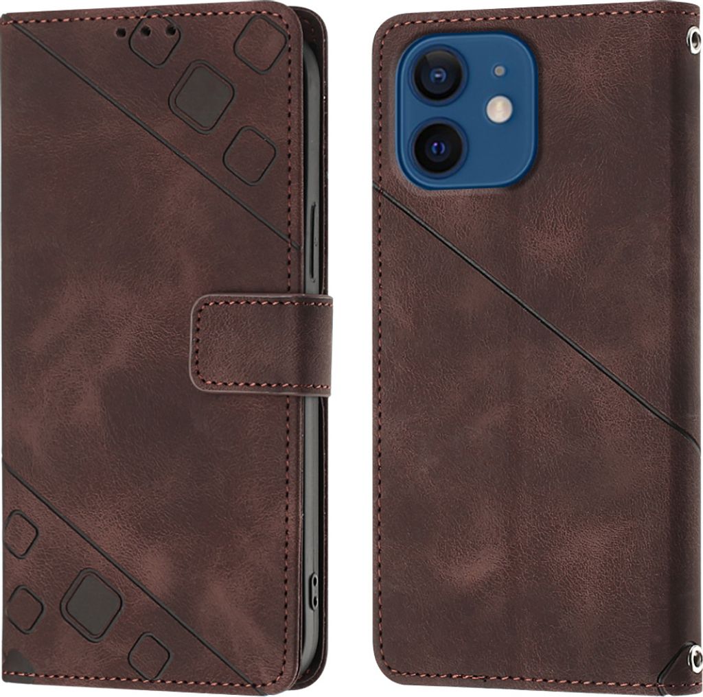 Hülle für iPhone 12 / 12 Pro Prägung Flip Leder Brieftasche Produktbild 