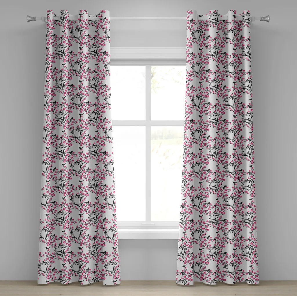 Rideau pour chambre et salon motif fleurs cerisier 280x175 cm Rose