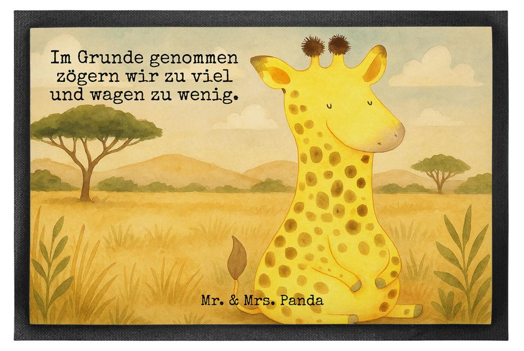 Mr. & Mrs. Panda fußmatte Giraffe Zufrieden Design 40 x 60 cm - Weiß - Geschenk, Afrika, Bodenvorleger, Glück, Gummimatte, Türmatte, bodenmatte...