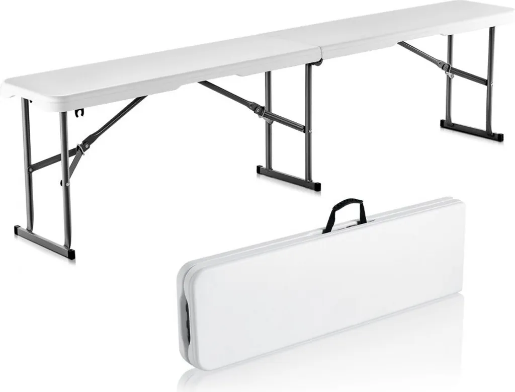 Banc pliant 182 cm blanc gain de place - Banc de jardin facile à stocker