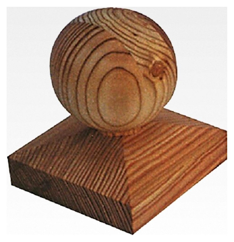 Pfostenkappe aus Lärchenholz 90x90 mm für Pfosten bis 7x7 cm mit Kugel Ø 7 cm