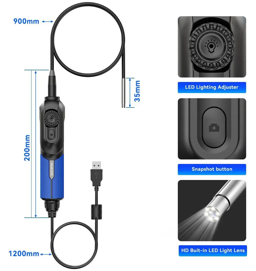 Endoscope industriel MUCAR E021 avec écran LCD et sonde flexible 5m - 2