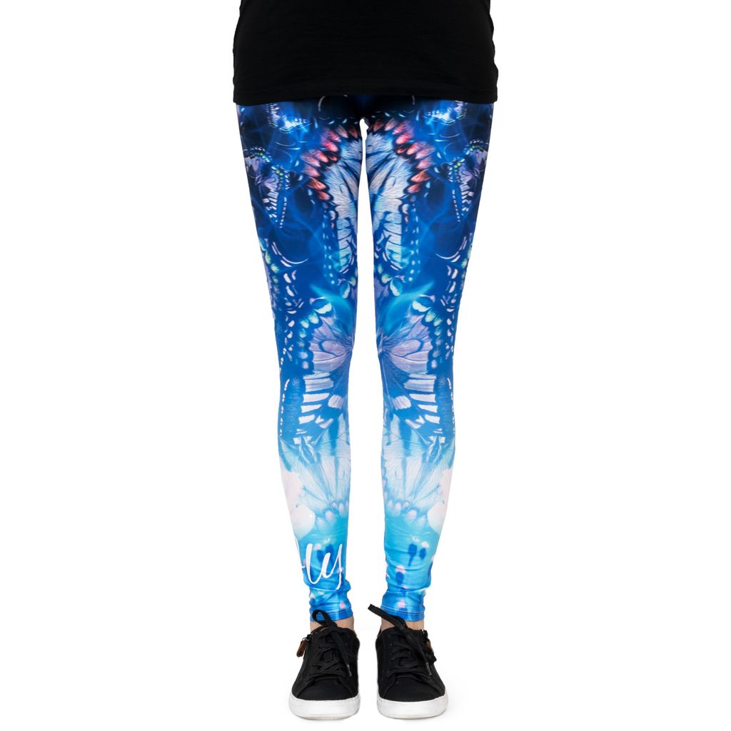 cosey - Bedruckte Tiermotiv-Leggins (Einheitsgröße) - Design Schmetterling Garten