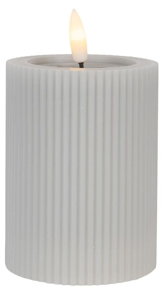 Clayre & Eef LED-Kerze Ø 8x13 cm Grau Wachs