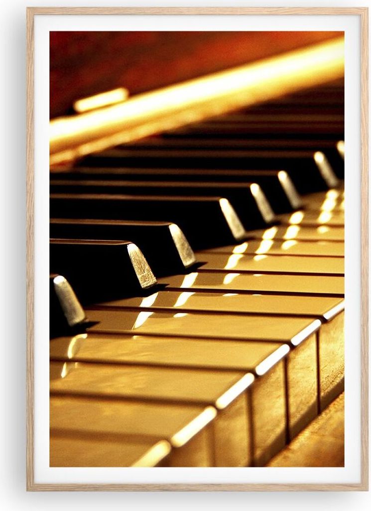 Gerahmtes Poster - Rahmen in heller Eiche - Klavier Musik Konzert - 70x100 cm - Wand Bild - Wanddeko - Wandbilder - Wandposter - Bilderrahmen - Bil...
