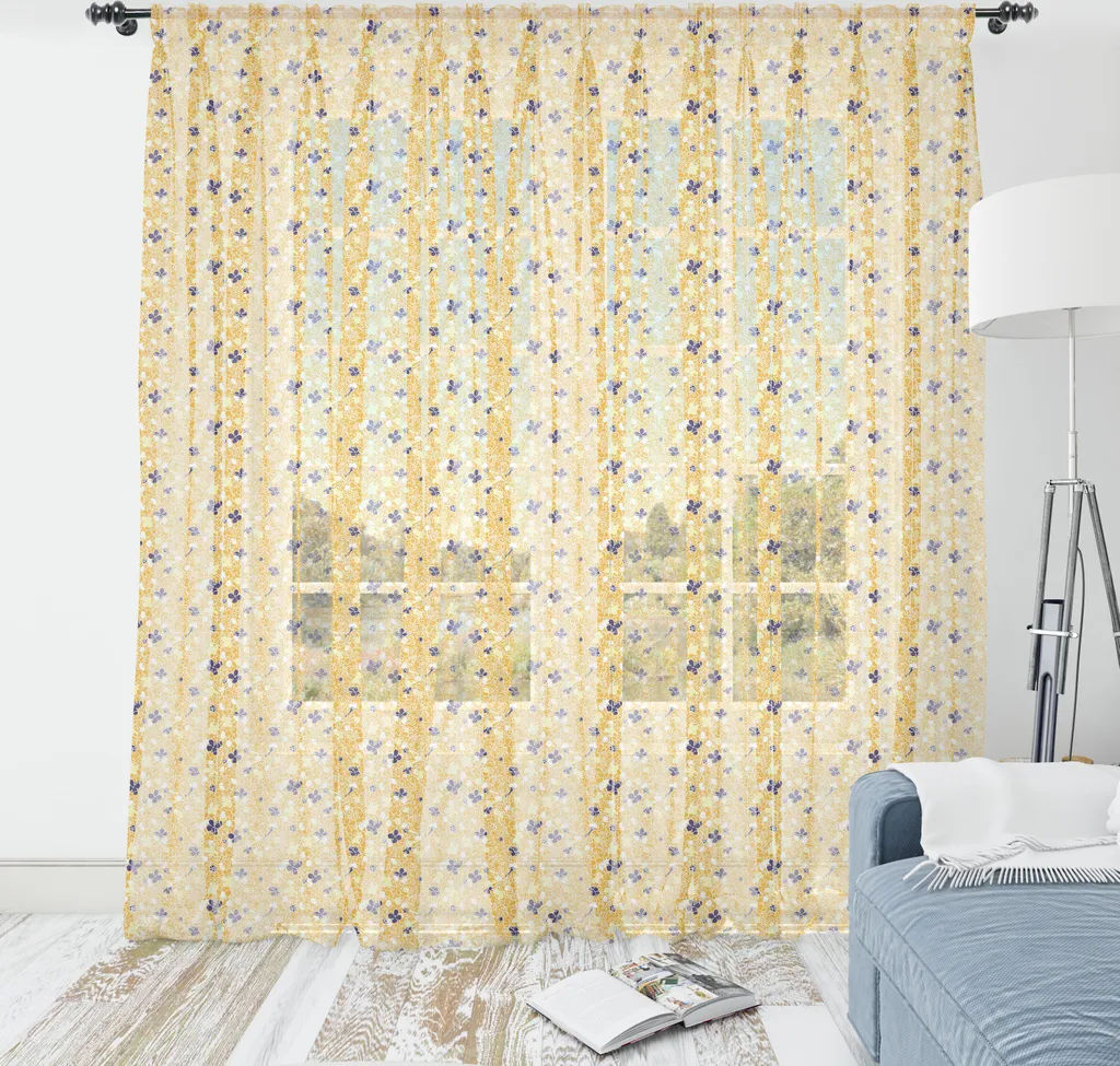 Arazzo Grande ABAKUHAUS 160x274 Floreale - Tessuto Raso Champagne