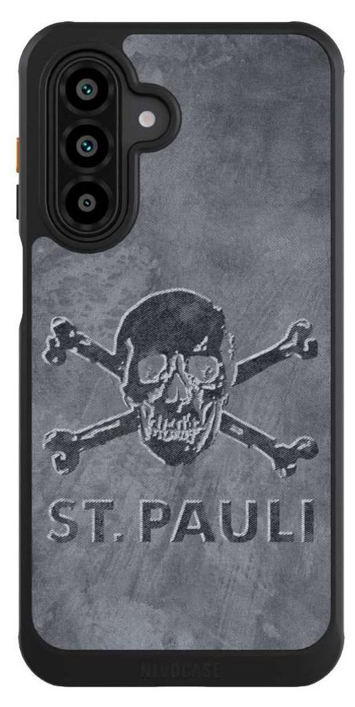 NIVOCASE Hülle für Samsung Galaxy A17 5G Handyhülle NIVOcore Case Schwarz Beton FC St. Pauli Logo