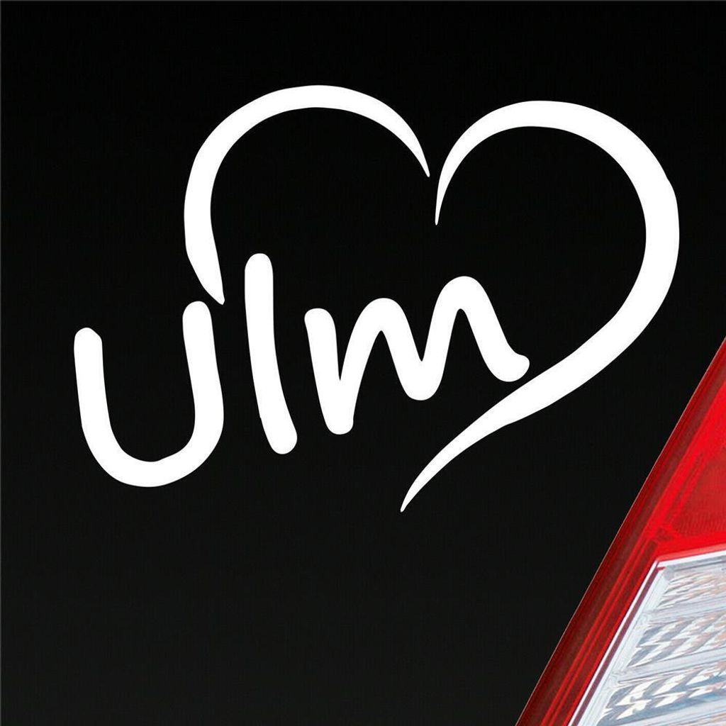Auto Aufkleber Ulm Herz Stadt City City Love Liebe Heart 11,5x8 cm Weiss Glanz Sticker Heckscheibenaufkleber