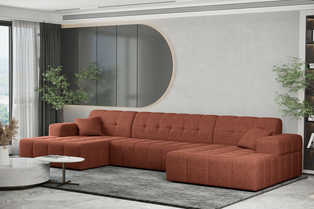 Kaiser Möbel Ecksofa U-form Sofa U-form NIMES Stoff Verita Kupfer