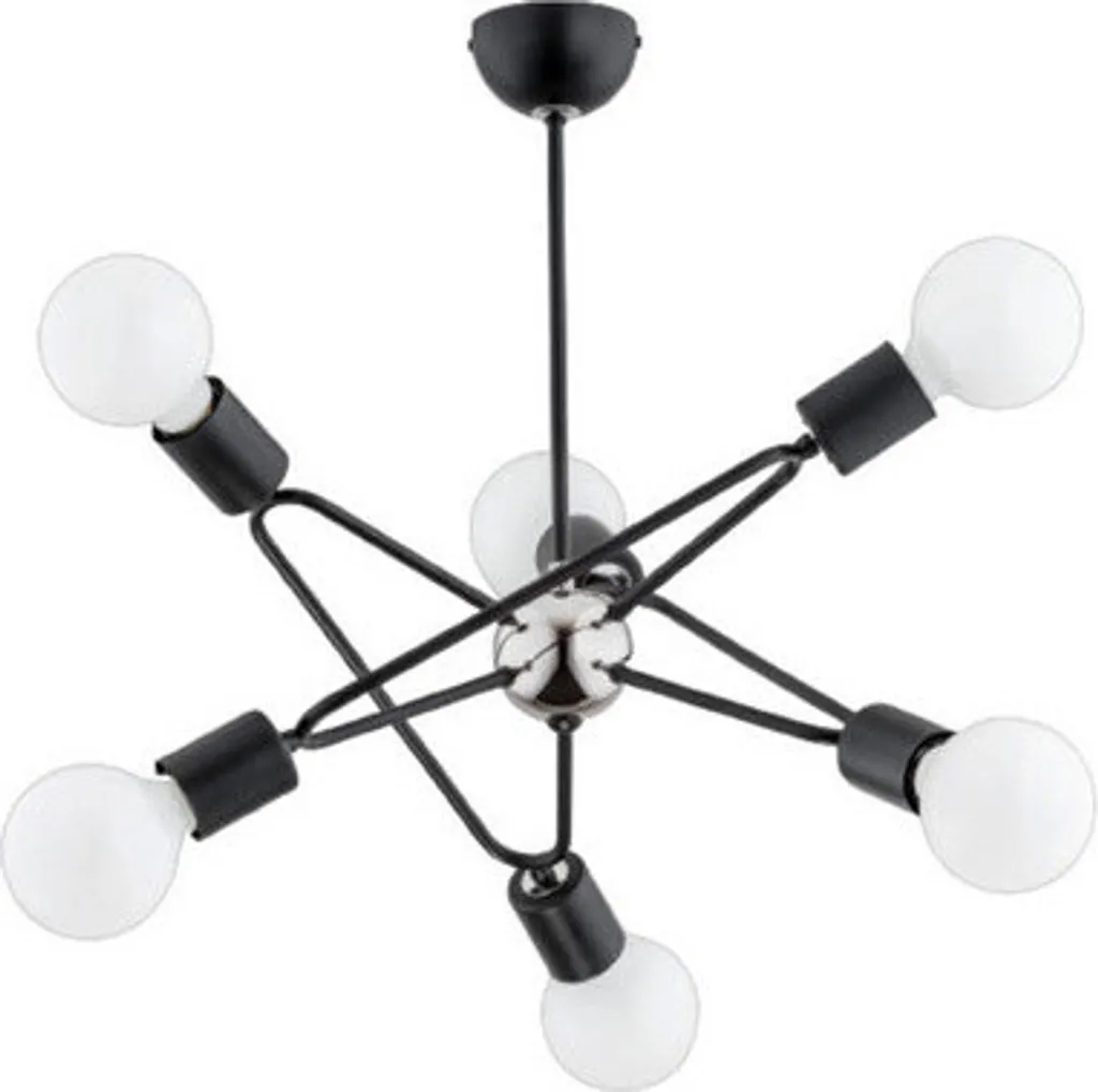 Lustre Araignée Industriel BARI en Métal Noir, 6 Lumières E27, 50cm