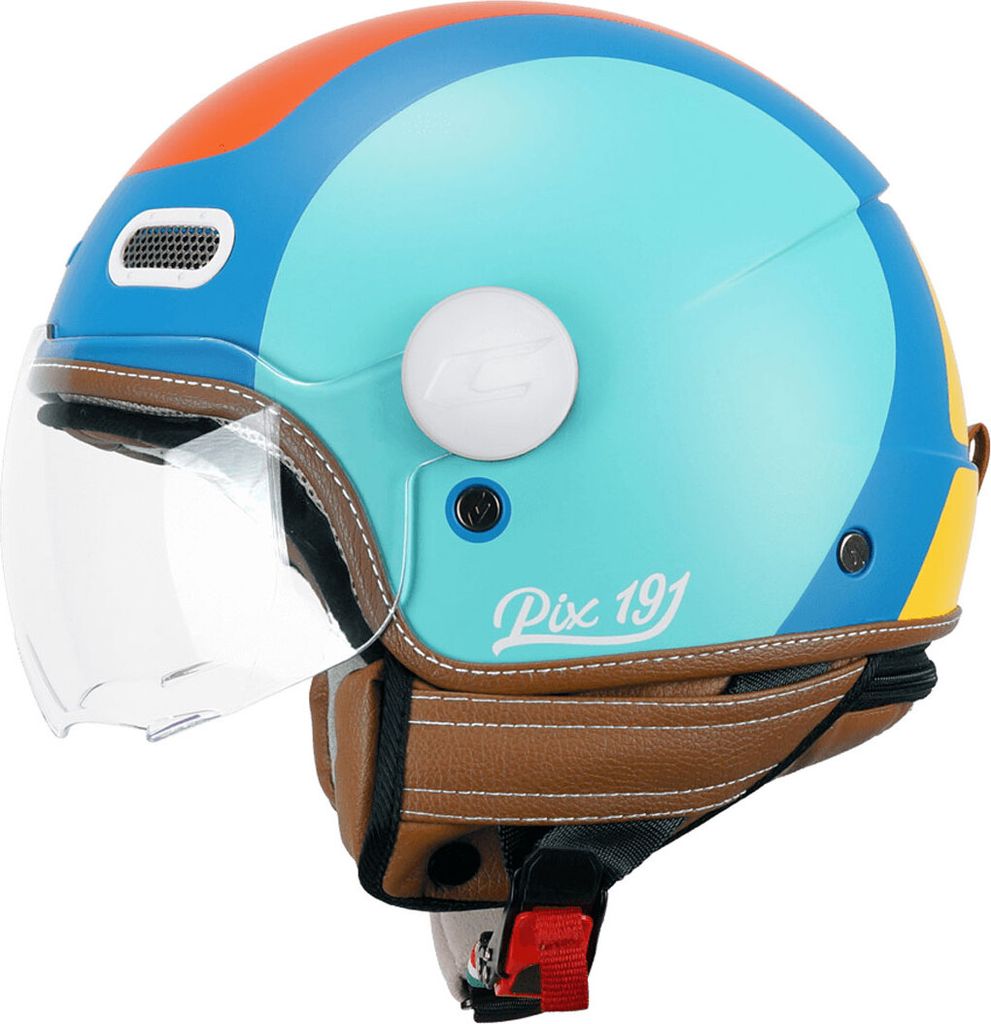 Jet Helm CGM 191G PIX SPRINT Celeste Blue Orange Matt Geformtes Visier größe XXL