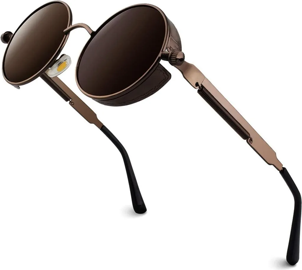 Occhiali da sole retrò rotondi steampunk polarizzati UV400 - montatura in metallo