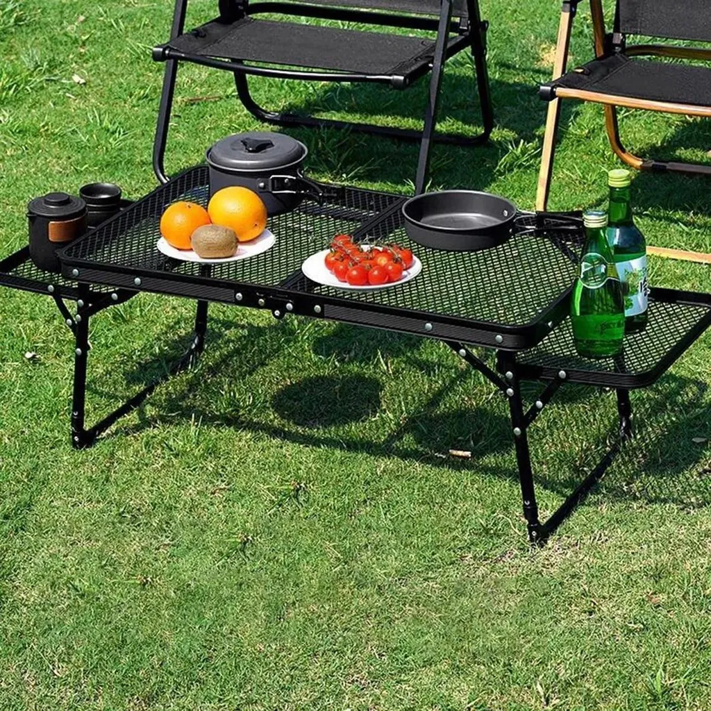 Tavolo da Picnic Pieghevole Argento | Sicuro e Facile da Pulire - 8