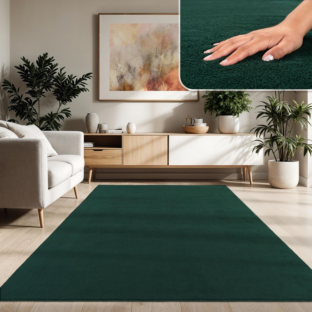 Moderner Wohnzimmer Teppich Kurzflor Waschbar Weich Felloptik Anti-Rutsch Grösse 140x200 cm
