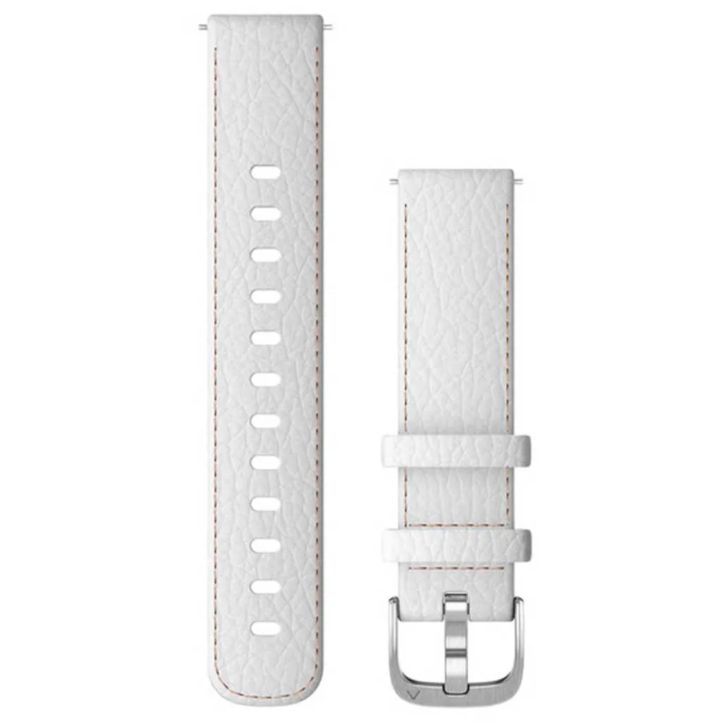 Bracelet de montre 18mm blanc en cuir véritable compatible avec Garmin