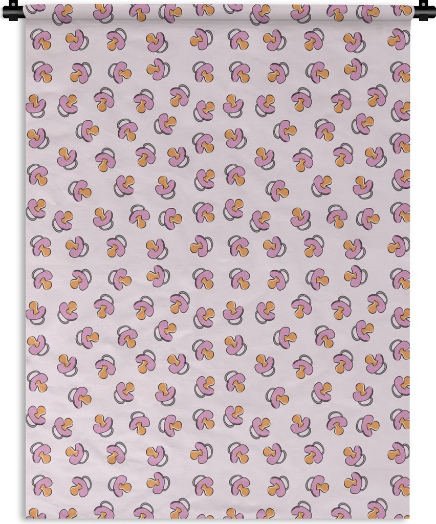 MuchoWow Wandteppich Wandbehang Schnuller - Muster - Rosa 120x160 cm Tapisserie Dekoration Wandtuch - Wohnzimmer - Moderne