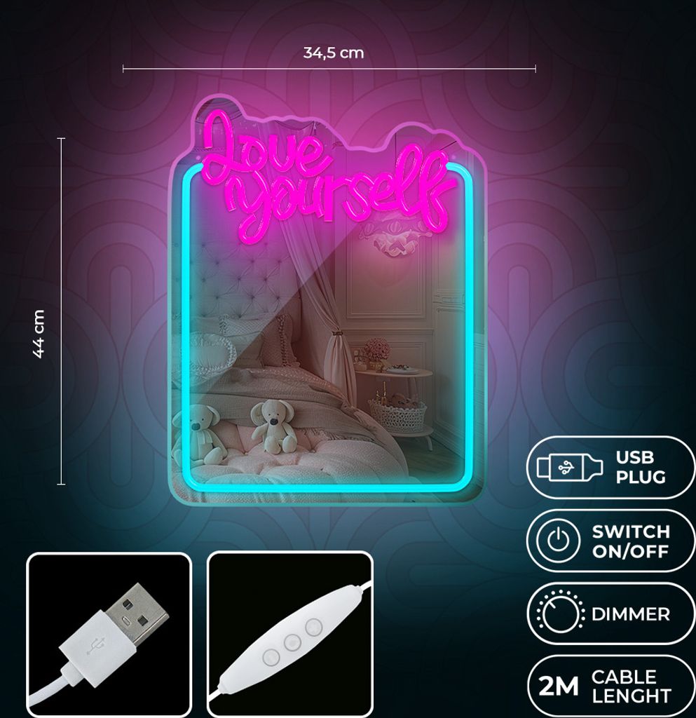 Forever Light LED Neon Dekolicht mit Spiegel Wandkunst Produktbild 