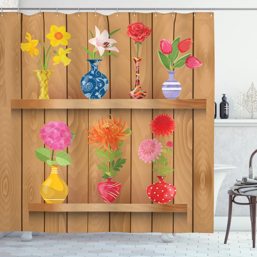 Tenda da Doccia Tessuto 175x220 ABAKUHAUS Narciso Multicolor