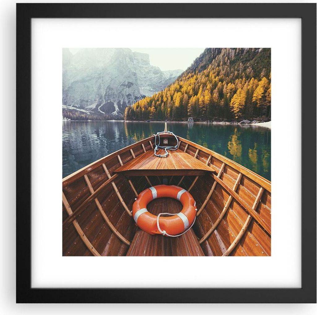 Gerahmtes Poster - Schwarzer Rahmen - £ódŸ Berge Kajak - 30x30 cm - Wand Bild - Wanddeko - Wandbilder - Kunstposter - Wandposter - Bilderrahmen ...