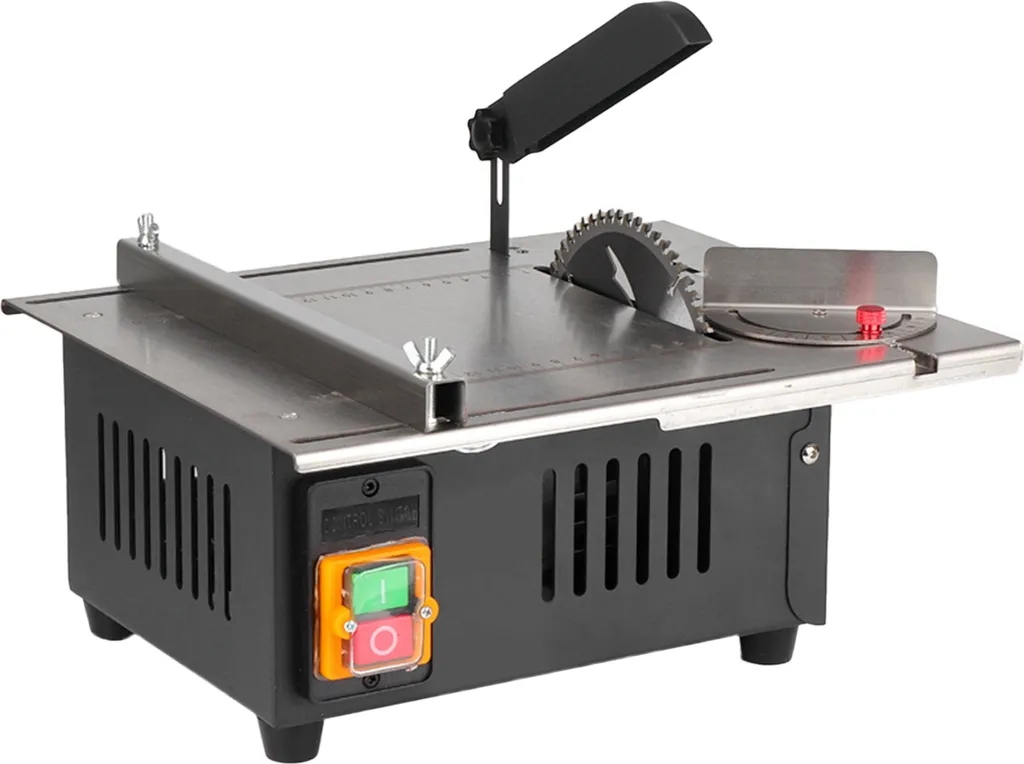 Scie de table pour bricolage bois 1200W avec plateau inox de 340x280mm