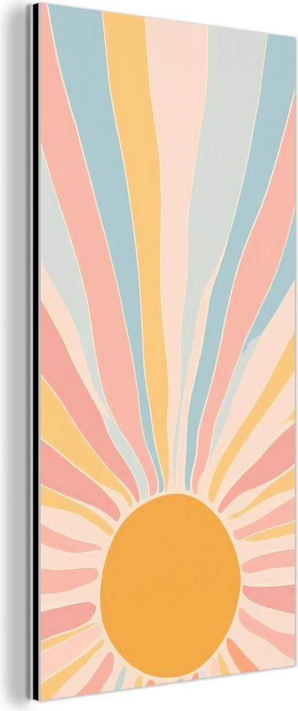 MuchoWow Wanddekoration Metall Metallbild Wandkunst 20x40 cm Illustration - Sonne - Pastellfarben MuchoWow Aluminium Gemälde - Aluminium Gemäldes