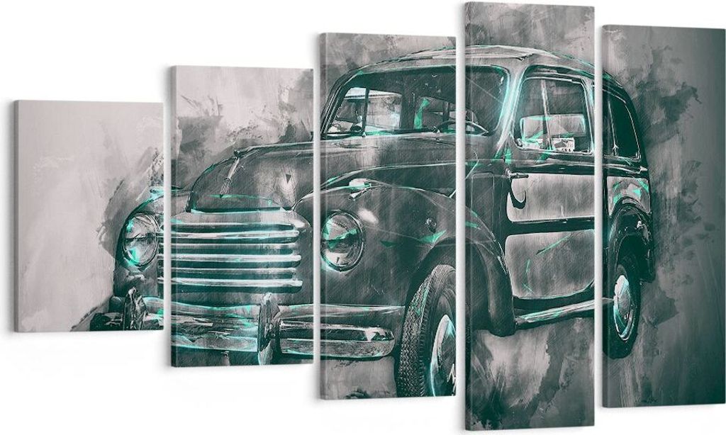 Bild auf Leinwand - Leinwandbild - Auto Retro - 100x60cm - Wand Bild - Wanddeko - Wandbilder - Leinwanddruck - Bilder - Kunstdruck - Wanddekoration...