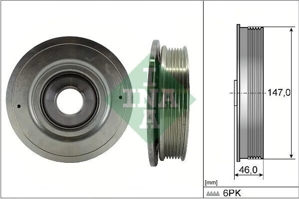 Poulie de vilebrequin INA 147 mm en acier pour OPEL Vivaro A Fourgon